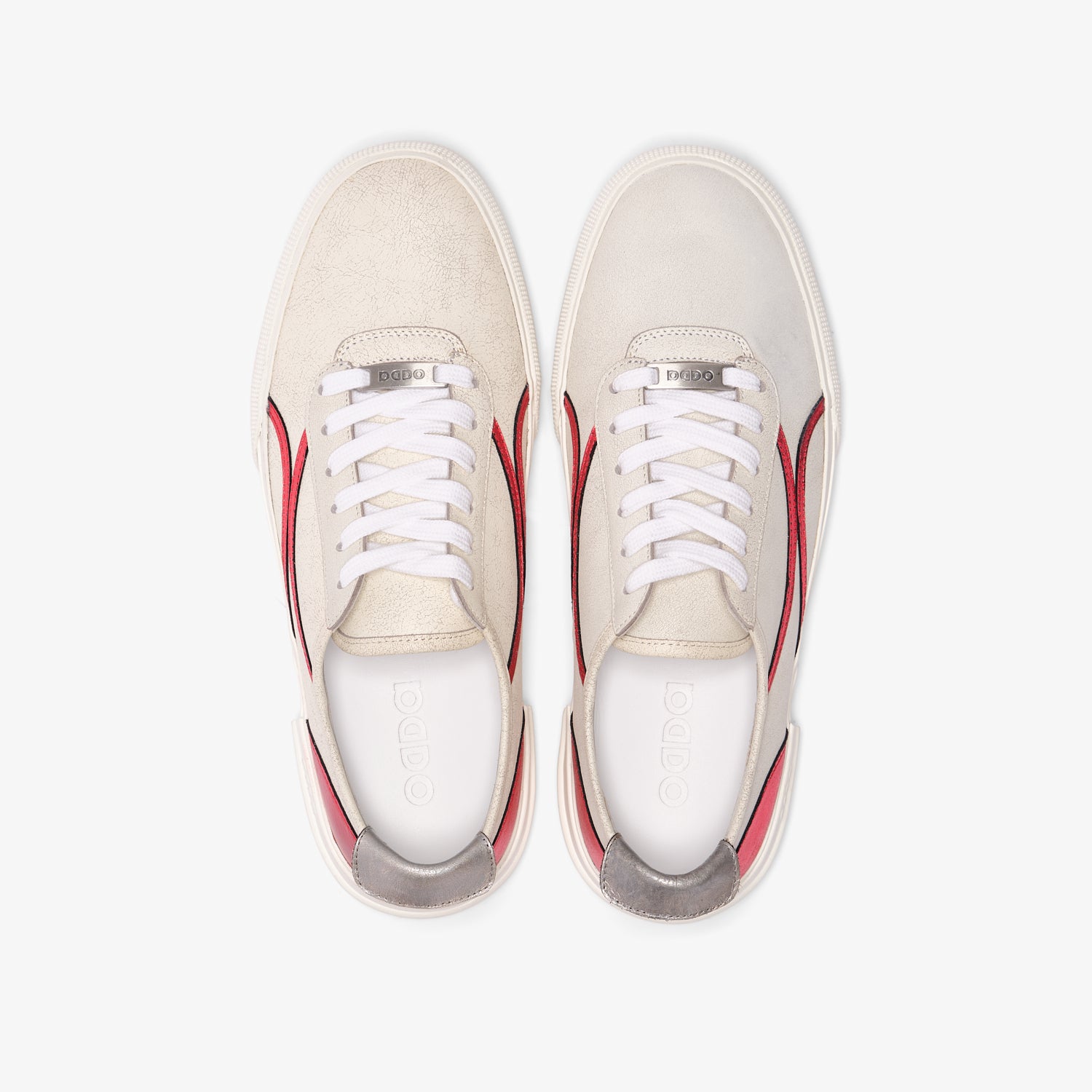 White and red leather sneakers unisex Mirage