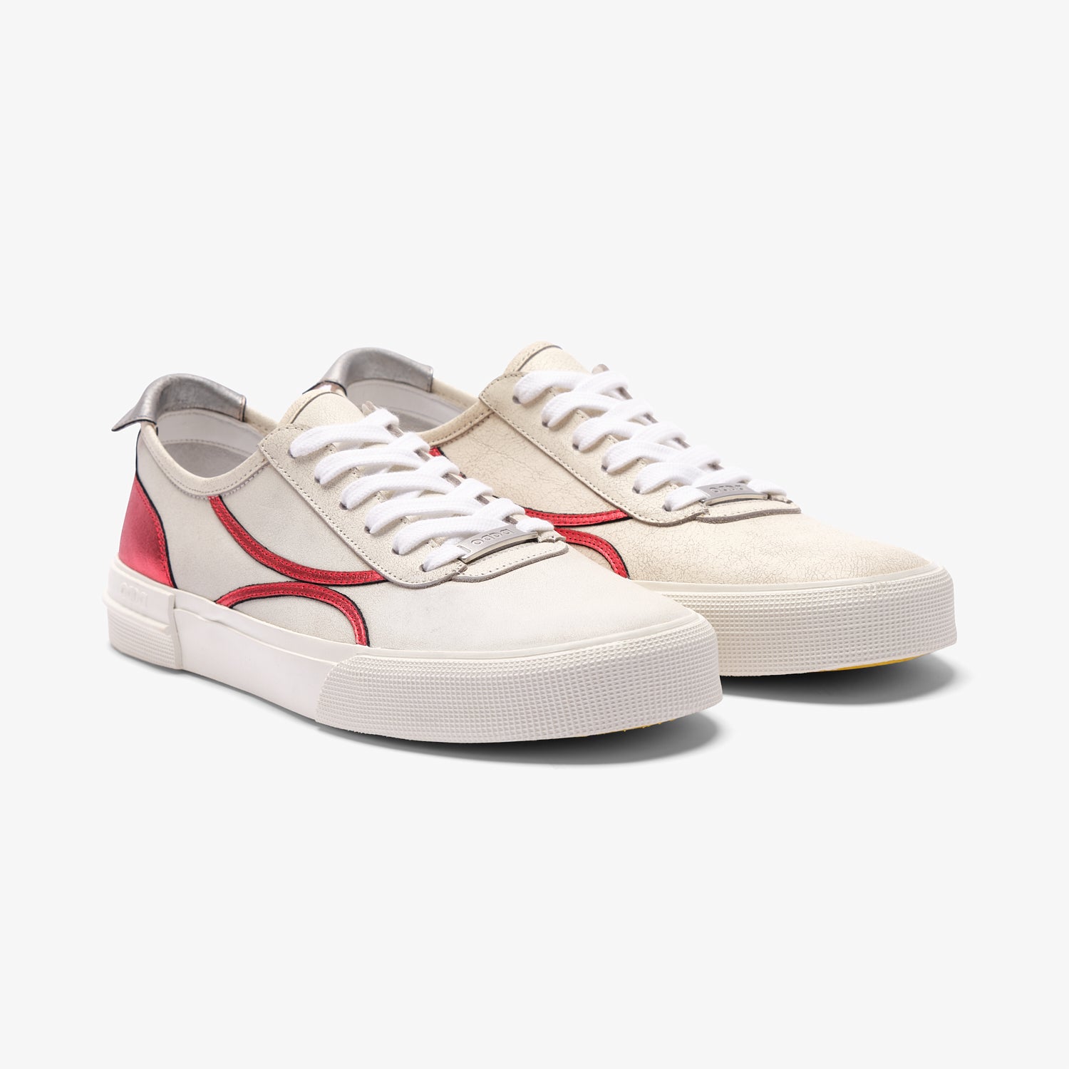White and red leather sneakers unisex Mirage