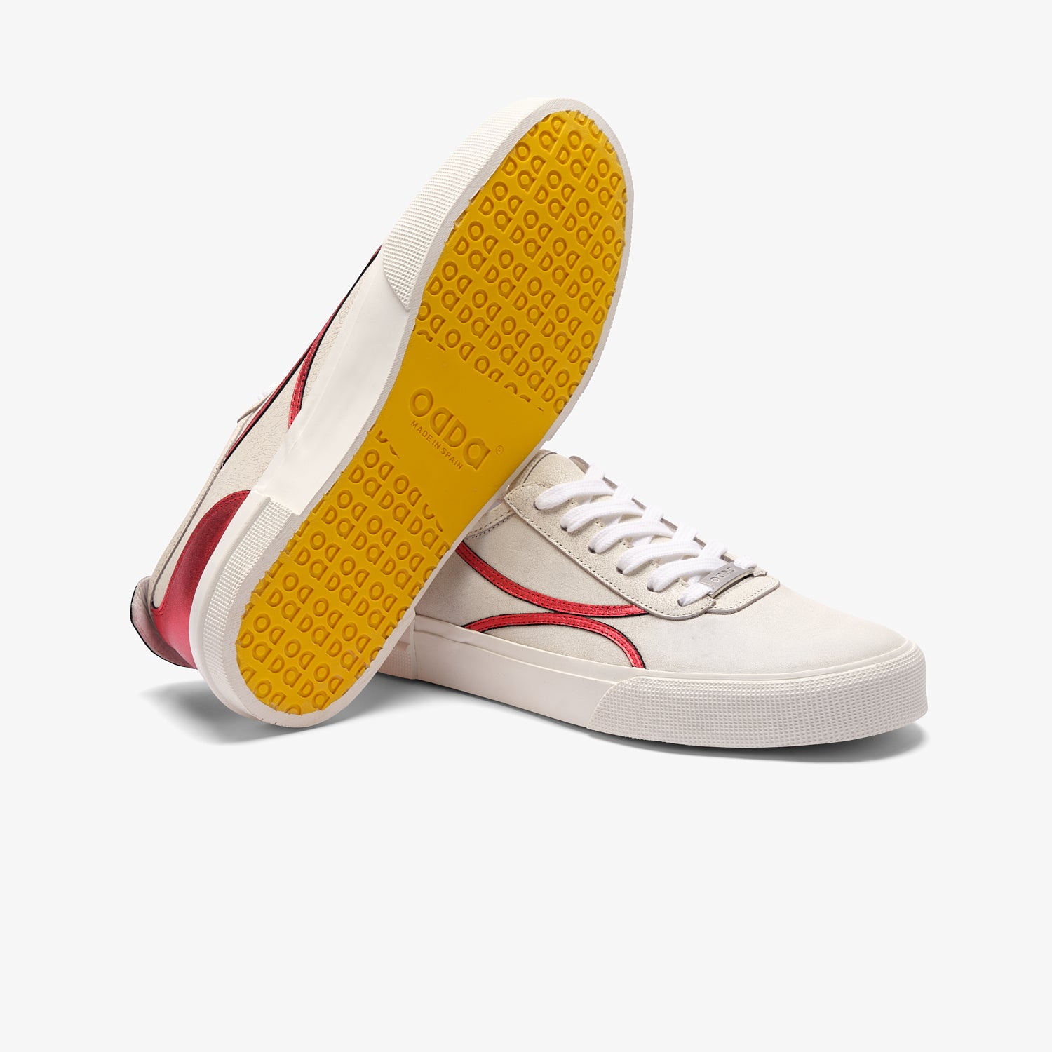 White and red leather sneakers unisex Mirage