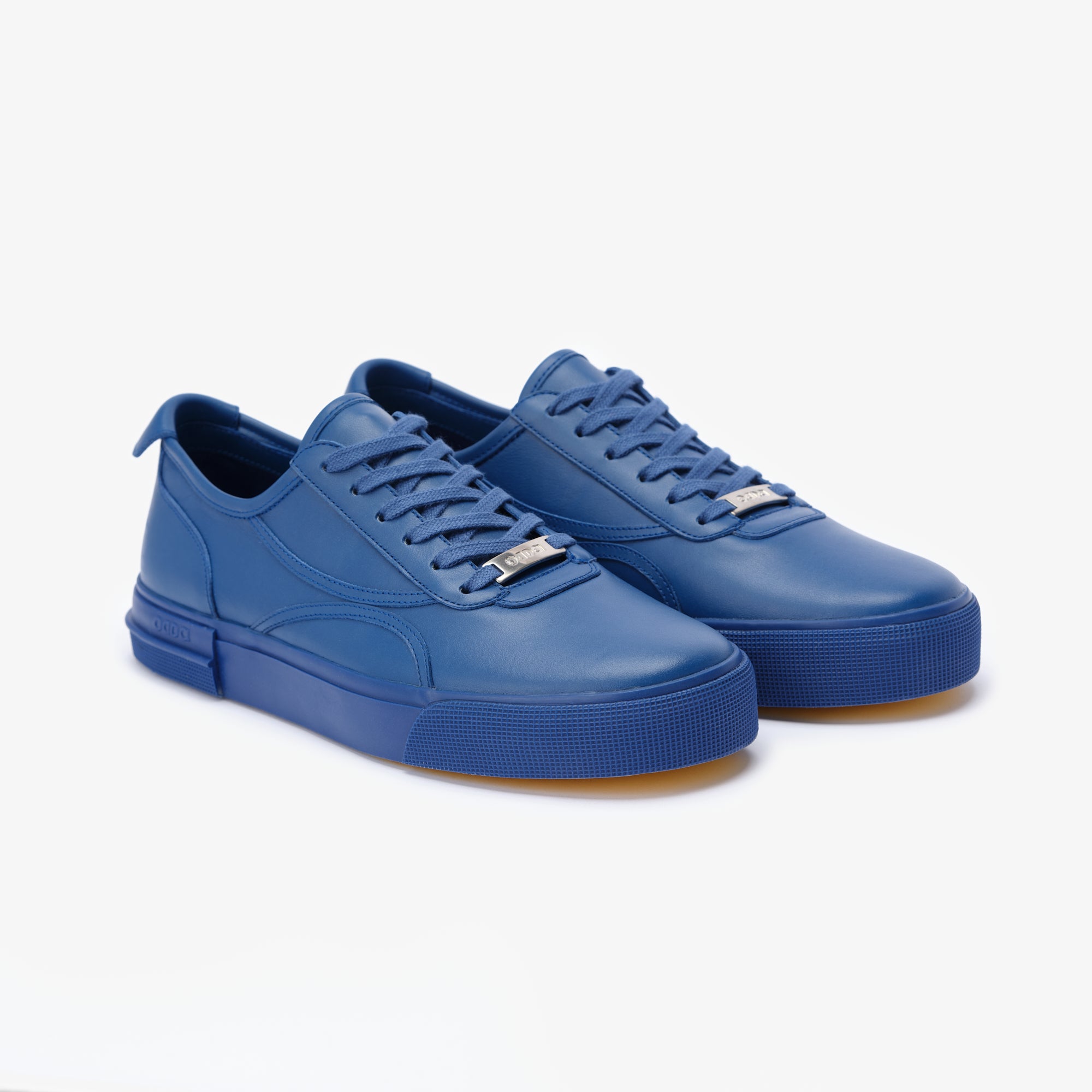 Women's blue leather sneakers on sale