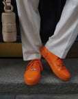 Stylish leather sneakers for women and men Orange 590