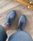 Blue leather sneakers for men and women Santorini 30