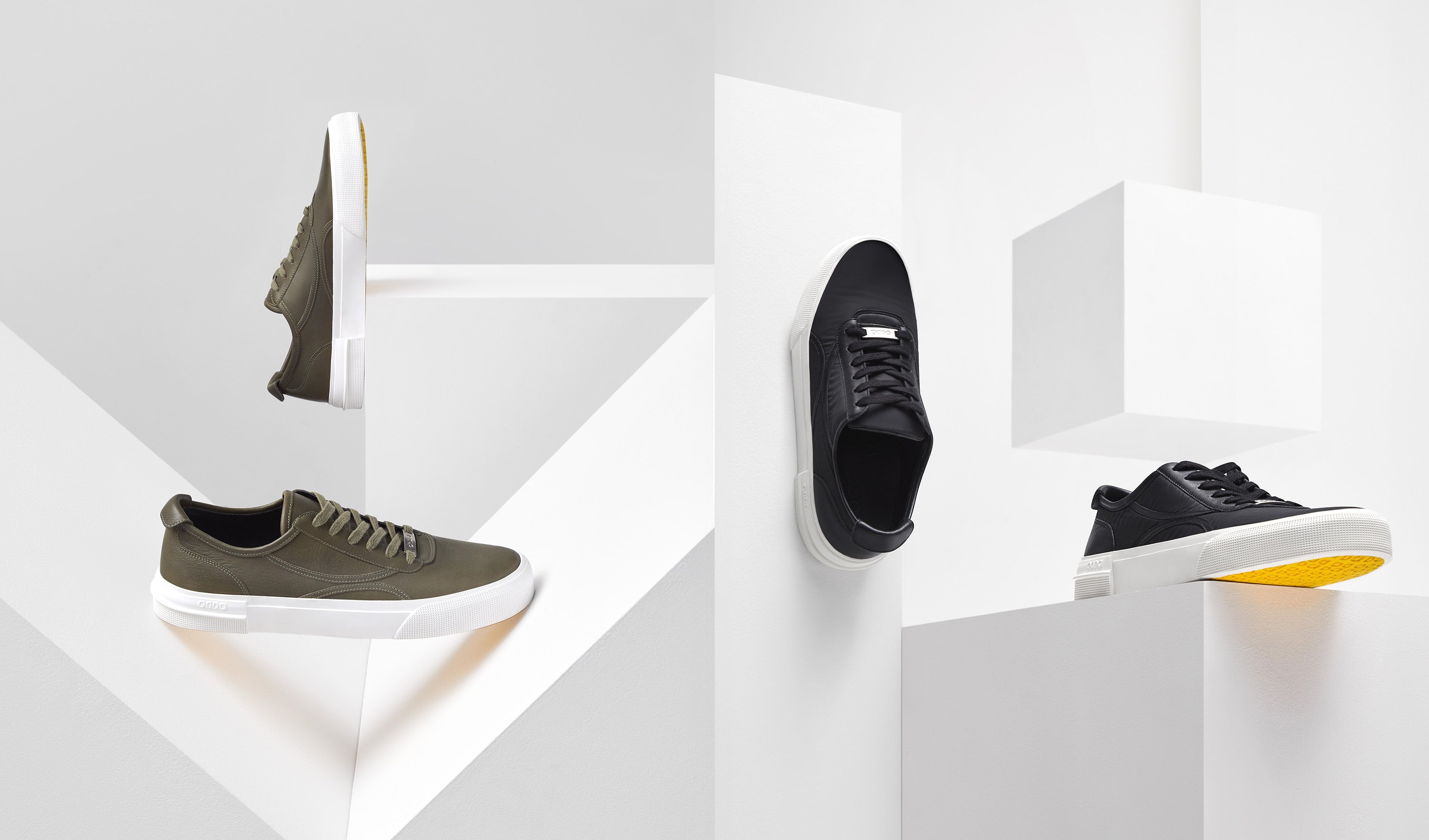 Odda brand square collection sneaker black and green