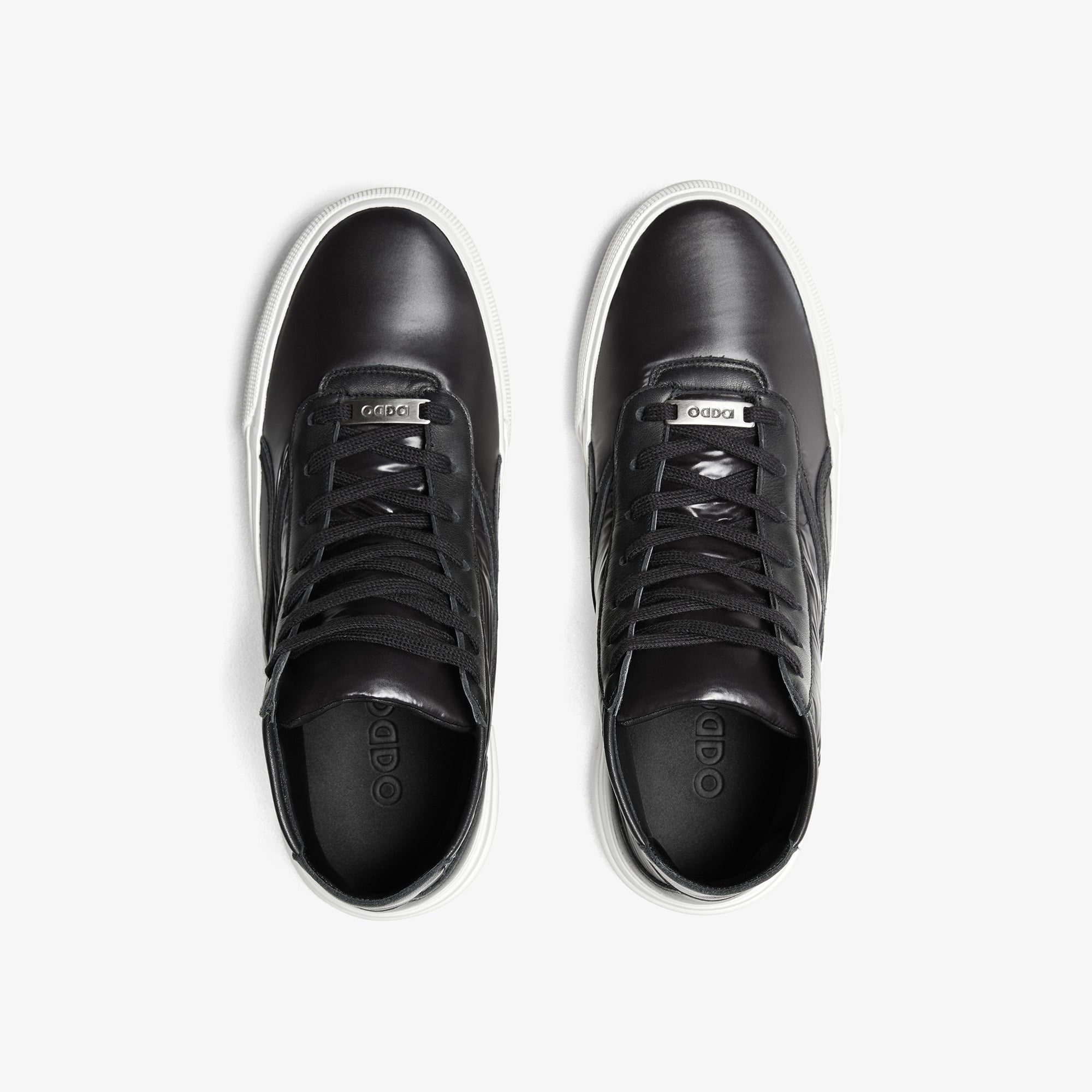 Sneakers altas negras de tela y piel unisex Untitled 8 cenital