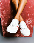 White and red leather sneakers unisex Mirage