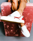White and red leather sneakers unisex Mirage