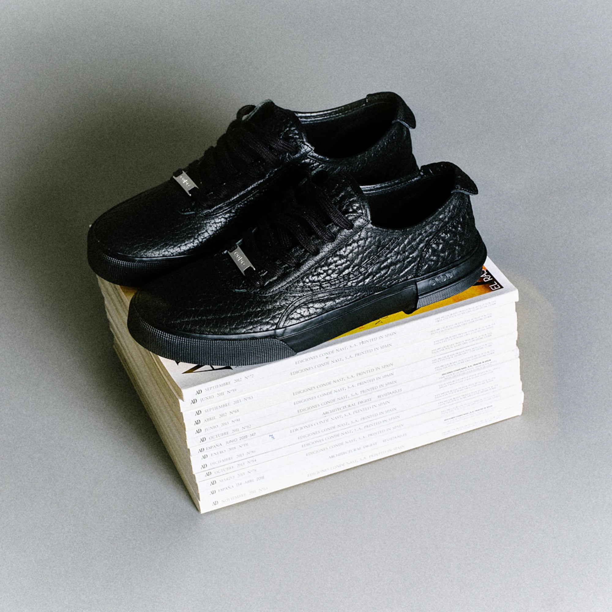 Black leather sneakers for men and women Obsidian
