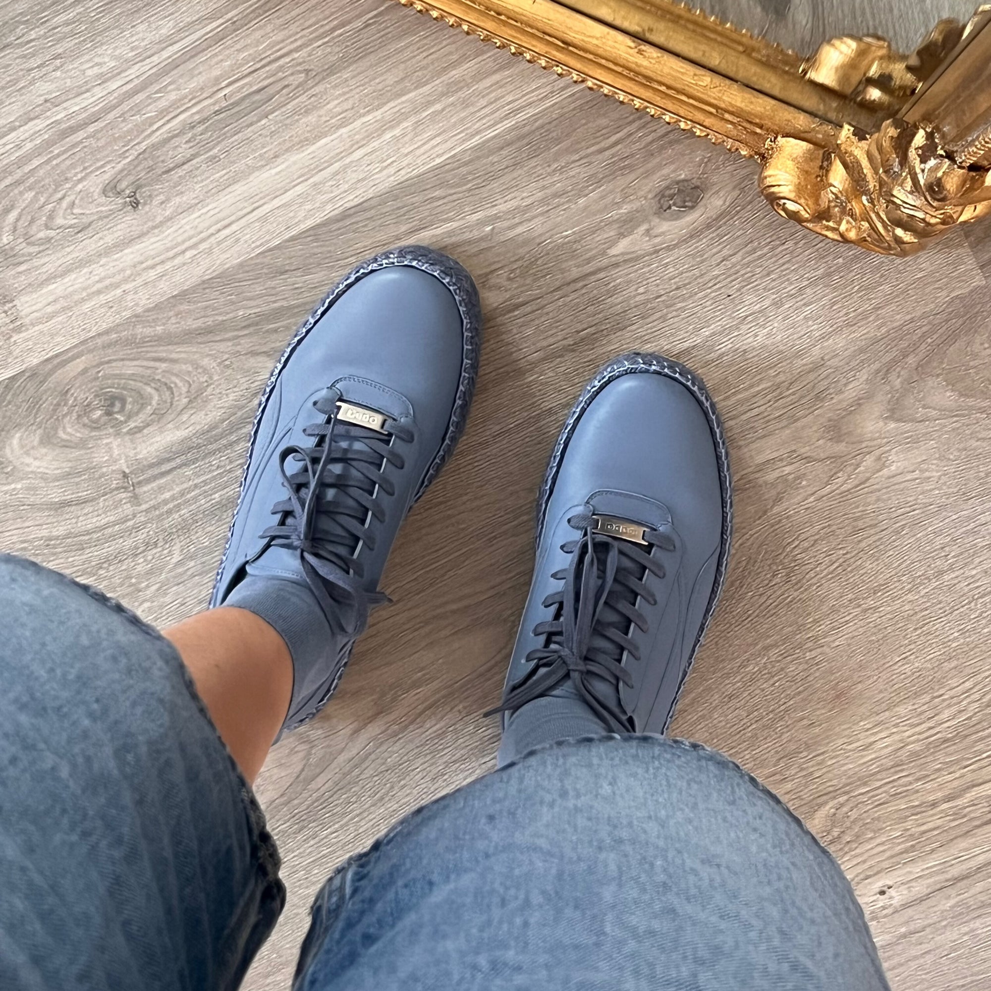 Blue leather sneakers for men and women Santorini 30